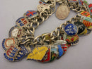 Vintage 1961 Silver Shield Crest Souvenir Travel Charm Bracelet 50 Charms 78 grams