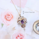 Art Nouveau 9ct Amethyst, Pearl & Diamond Pendant