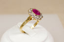 Superb 18ct Gold Ruby & Diamond Cluster Ring – 0.75ct Ruby & 0.40ct Diamonds