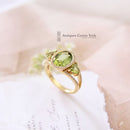 18ct Peridot & Diamond Three Stone Cluster Ring