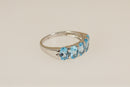 Silver & 5 Stone Blue Topaz Ring