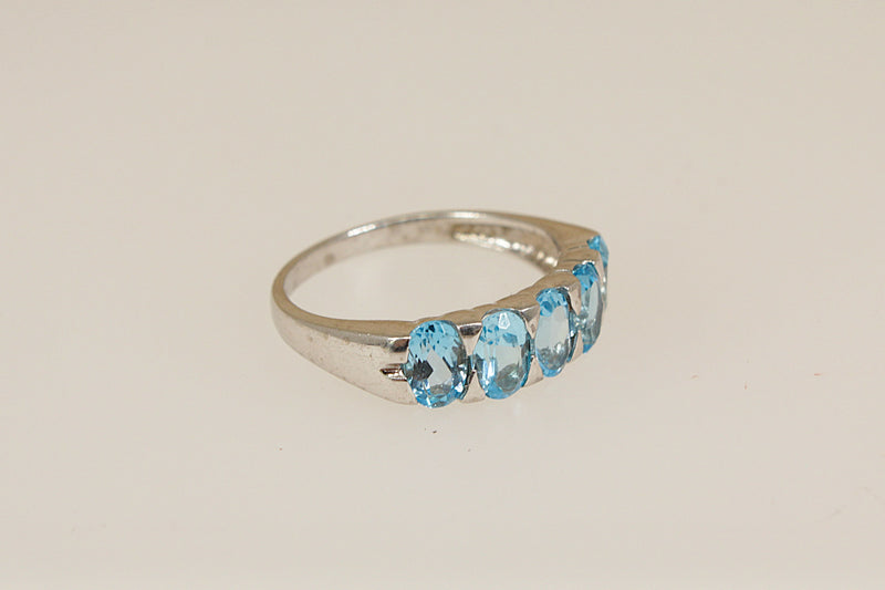 Silver & 5 Stone Blue Topaz Ring