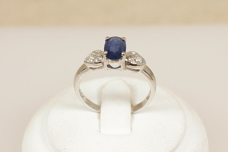 9ct White Gold Sapphire & Diamond Ring