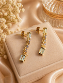 9ct Gold Tanzanite and Aquamarine Drop Earrings