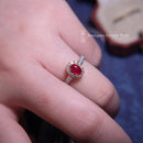 Vintage 2003 Sheffield 18ct Gold Ruby & Diamond Halo Cluster Ring Size K1/2