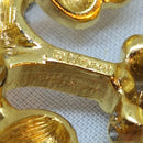 Vintage Monet Gold-Tone Openwork Floral Heart Brooch with Faux Pearls & Rhinestone