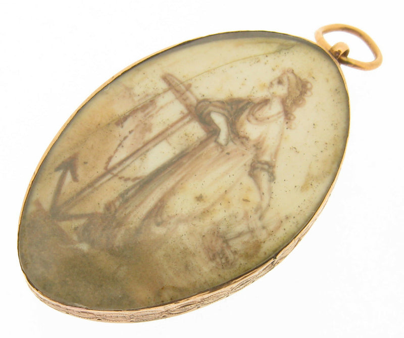 Georgian Navel Interest Gold Mourning Pendant