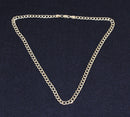 Classic Sterling Silver Flat Curb Link Necklace Chain 18 Inches