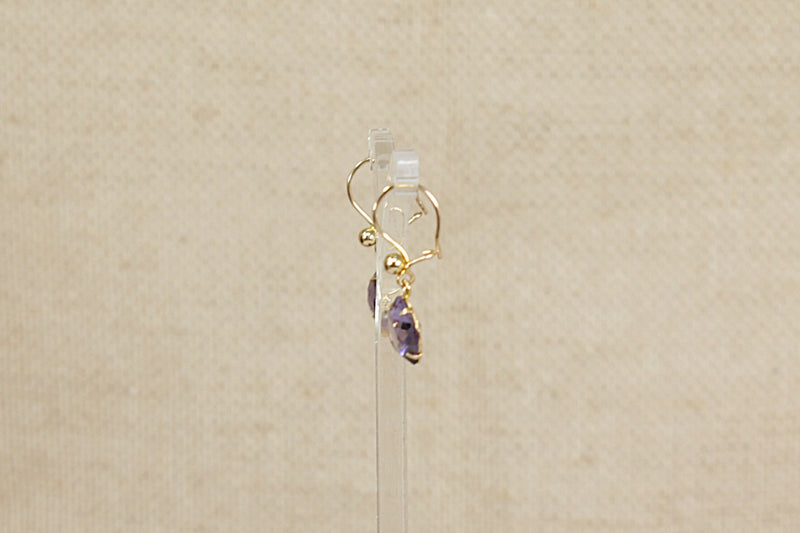 9ct Gold & Amethyst Crystal Dropper Earrings