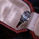 9ct White Gold Aquamarine Trilogy Ring With Diamonds Size P