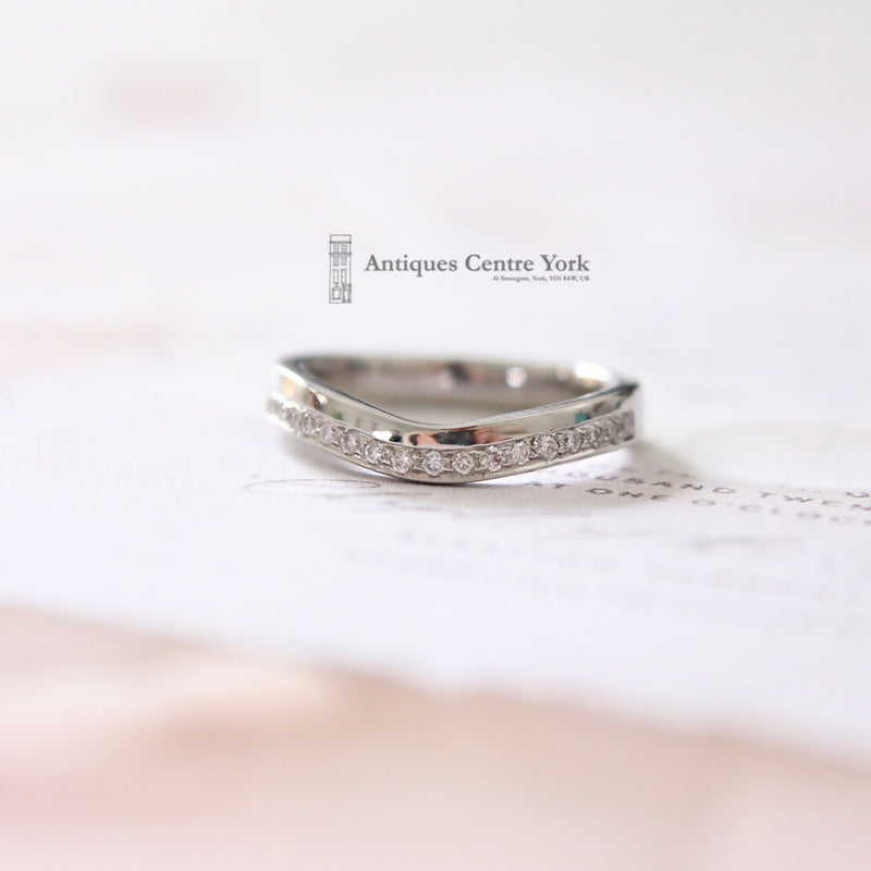 Platinum Curved Diamond Wedding Band