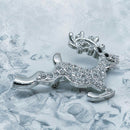 Silver Tone Reindeer Brooch