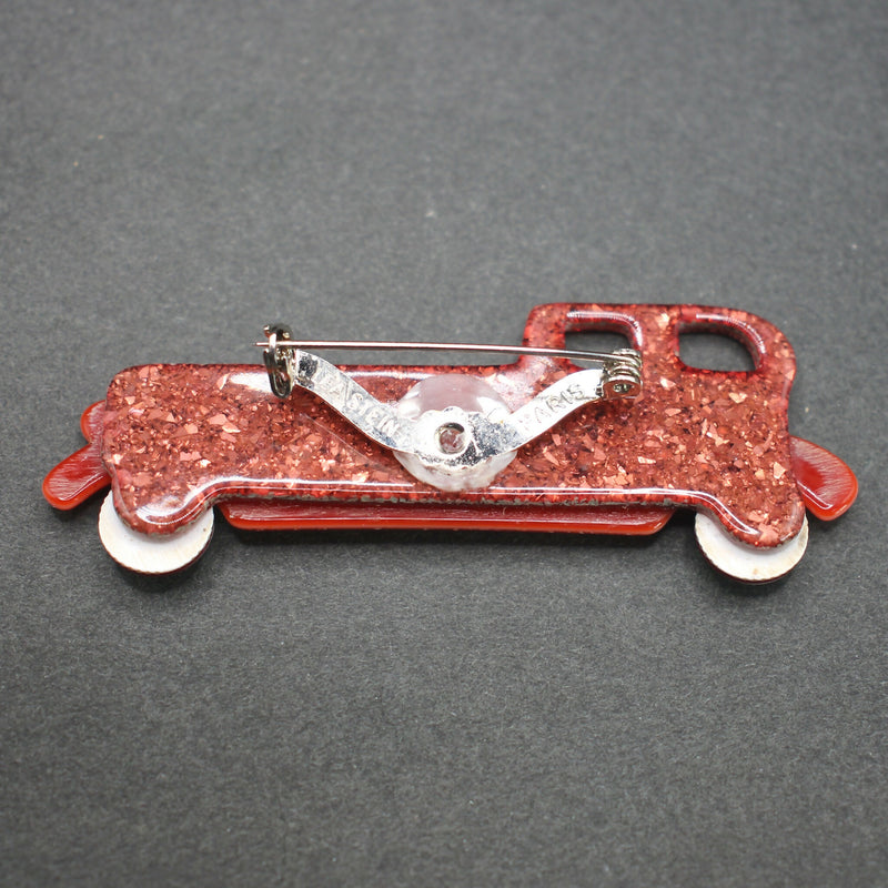 Lea Stein red limousine brooch