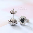 18ct White Gold Sapphire & Diamond Cluster Earrings