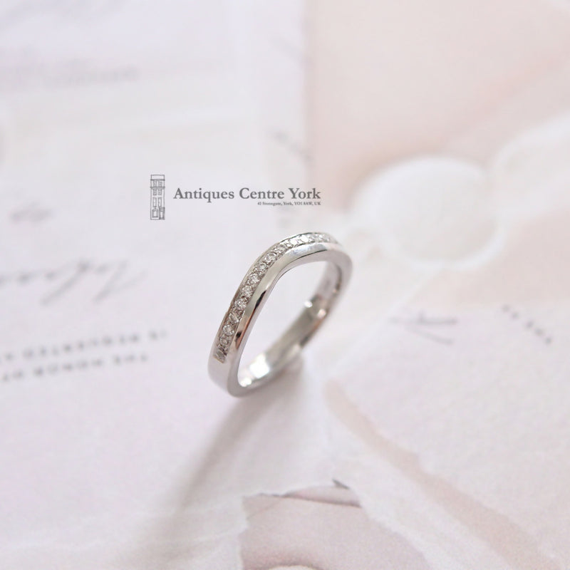 Platinum Curved Diamond Wedding Band