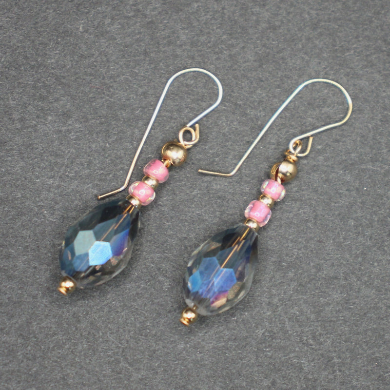 Bridget: Pale blue aaa crystal and Miyuki seed bead drop earrings