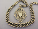 Victorian Antique Solid Sterling Silver Albert Pocket Watch Chain t-Bar & Fob Bir 1899
