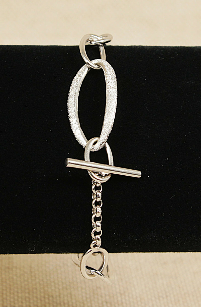 Silver Italian Designer Hoop Link Bracelet