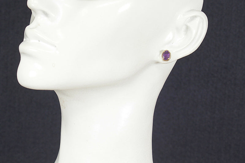 9ct Gold Amethyst Ear Studs
