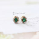 18ct Emerald & Diamond Cluster Earrings