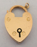 Edwardian Solid 9ct 9k Yellow Gold Heart Padlock Clasp Charm Pendant Bir 1908