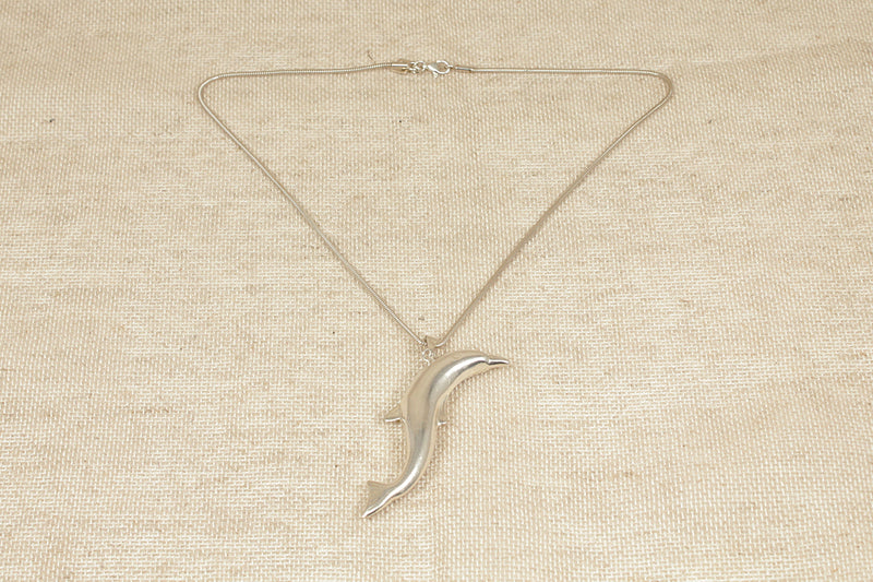 Silver Large Dolphin Pendant & Chain