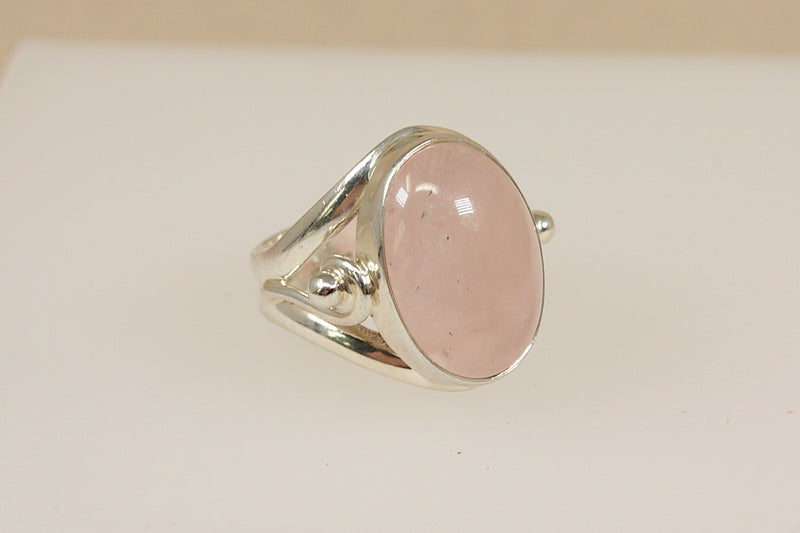 Silver & Pink Quartz Statement Ring