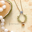 Victorian 9ct Ceylon Sapphire, Demantoid Garnet & Yellow Topaz Necklace
