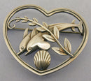 Vintage Georg Jensen Sterling Silver Heart Dolphin Brooch Design No 312