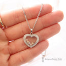 9ct White Gold Floating Diamond Heart