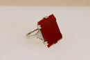Stunning Art Deco Sterling Silver & Carnelian Ring