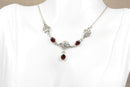 Stylish Kit Heath Sterling Silver & Garnet Celtic Knot Necklet – Adjustable 17½–18½ Inches