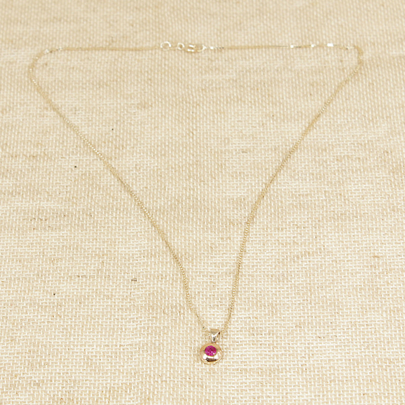 Silver & Gold Ruby Pendant & Chain