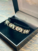 Modern Mid Century Aksel Holmsen Norway c1950 White Guilloche Enamel Bracelet