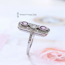 Art Deco Platinum Pink Sapphire & Diamond Ring