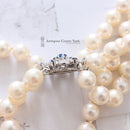 Quality Cultured Pearl 3 Row Choker with Sapphire & Diamond Clasp