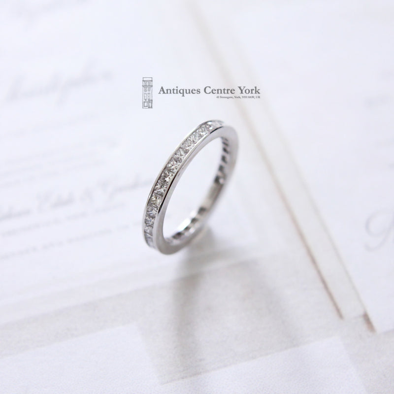18ct White Gold Princess Cut Diamond 1.10ct Full Eternity Ring