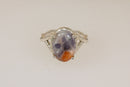 Bold Sterling Silver & Orange-Grey Agate Brutalist Style Statement Ring