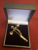 A Roman Military ,Gilded Bronze, Crossbow Type Cloak Brooch.