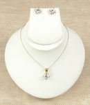 9ct Gold & Crystal Pendant, Chain & Earring Set