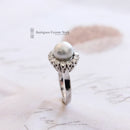 Vintage Platinum Southsea Pearl & Diamond Cluster Ring