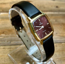 Vintage Omega Genève 1974 Rare Burgundy Oxblood Dial Ladies Swiss Watch Cal 625