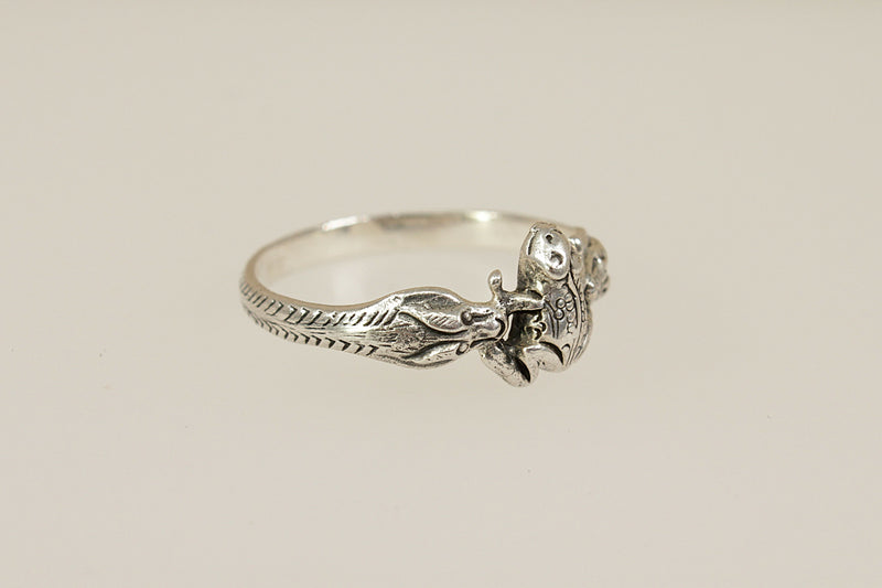 Silver Frog and Snake Ring