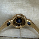 Antique 18ct Sappphire Three Stone Diamond Cluster Ring