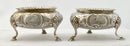 Victorian Pair of Large Crested Silver Salts. London 1856 Henry Holland. 6 troy ounces.
