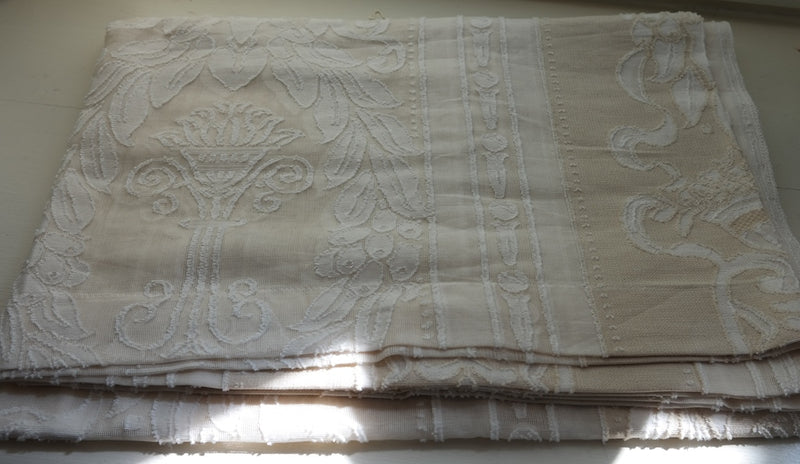 Antique Style Ivory Empire Madras Cotton Lace Curtain Panel - 66 x 47Inches- Ready-made