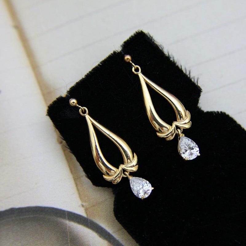 (SOLD) 9ct Gold & Cubic Zirconia Earrings
