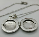 New Flower Engraved Locket Pendant in Rhodium Plated Sterling Silver-16"