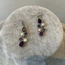 Silver, amethyst and pearl earrings