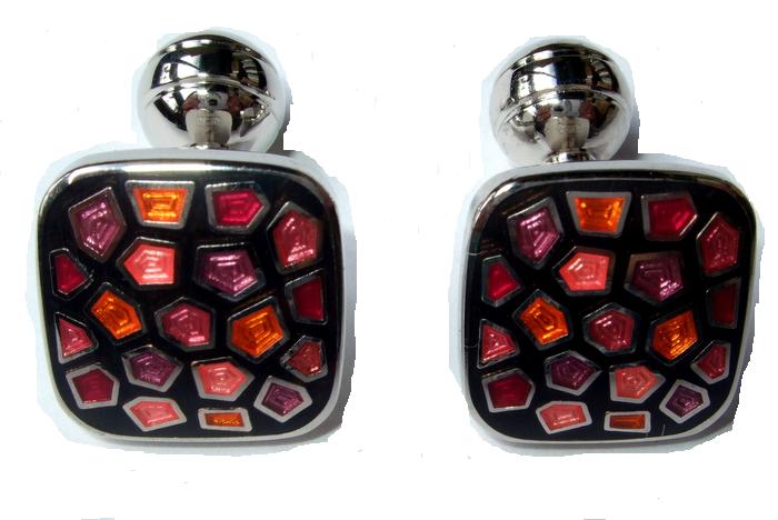 Duchamp Mosaic Cufflinks Black Pinks